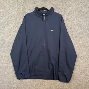 Nike Jacket Mens XL Blue Full Zip Up WIndbreaker Y2k Swoosh Vintage Lightweight